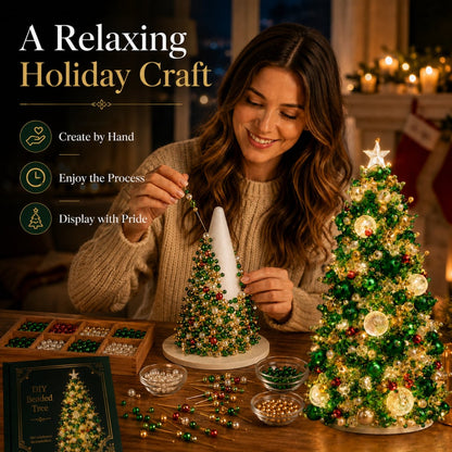 🎄✨DIY Beaded Mini Christmas Tree Kit – 🎅Create Your Own Glowing Holiday Decoration
