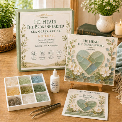🔥LAST DAY 50% OFF - ✝️ Psalms of Comfort & Strength Sea Glass Art Kit - Create A Gentle Reminder Of Faith And Peace