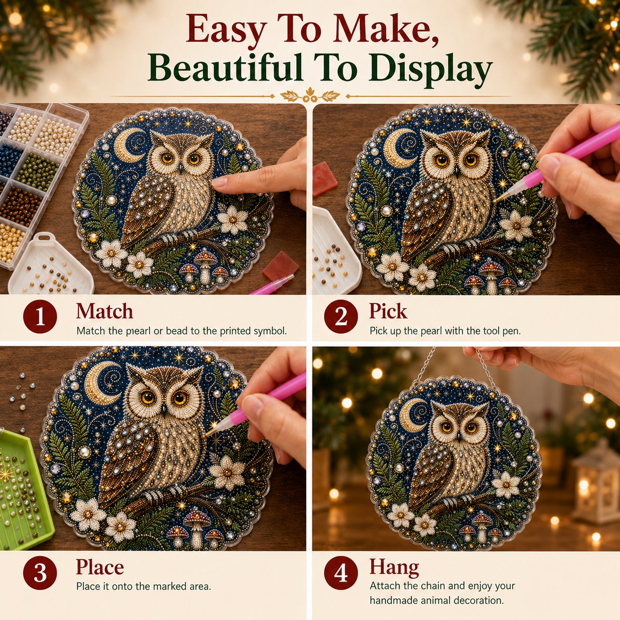 🔥 LAST DAY 49% OFF – ✨ Premium Animal Pearl Art DIY Hanging Ornament Kit | Luxury Flocked Canvas with Scratch-Resistant Non-Fading Pearl Beads DIY Handmade Animal Hanging Decor 🐾💎