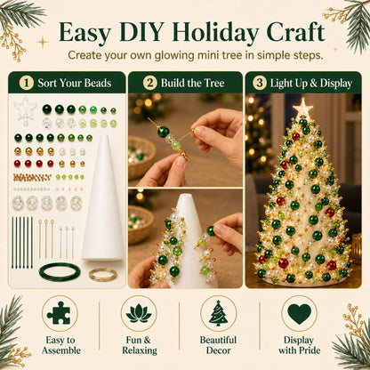 🎄✨DIY Beaded Mini Christmas Tree Kit – 🎅Create Your Own Glowing Holiday Decoration