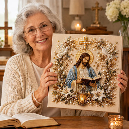 ✝️ DIY Jesus Pearl Art Kit | 3D Pearl-Style Christian Artwork for Prayer Corners & Faith Gifts