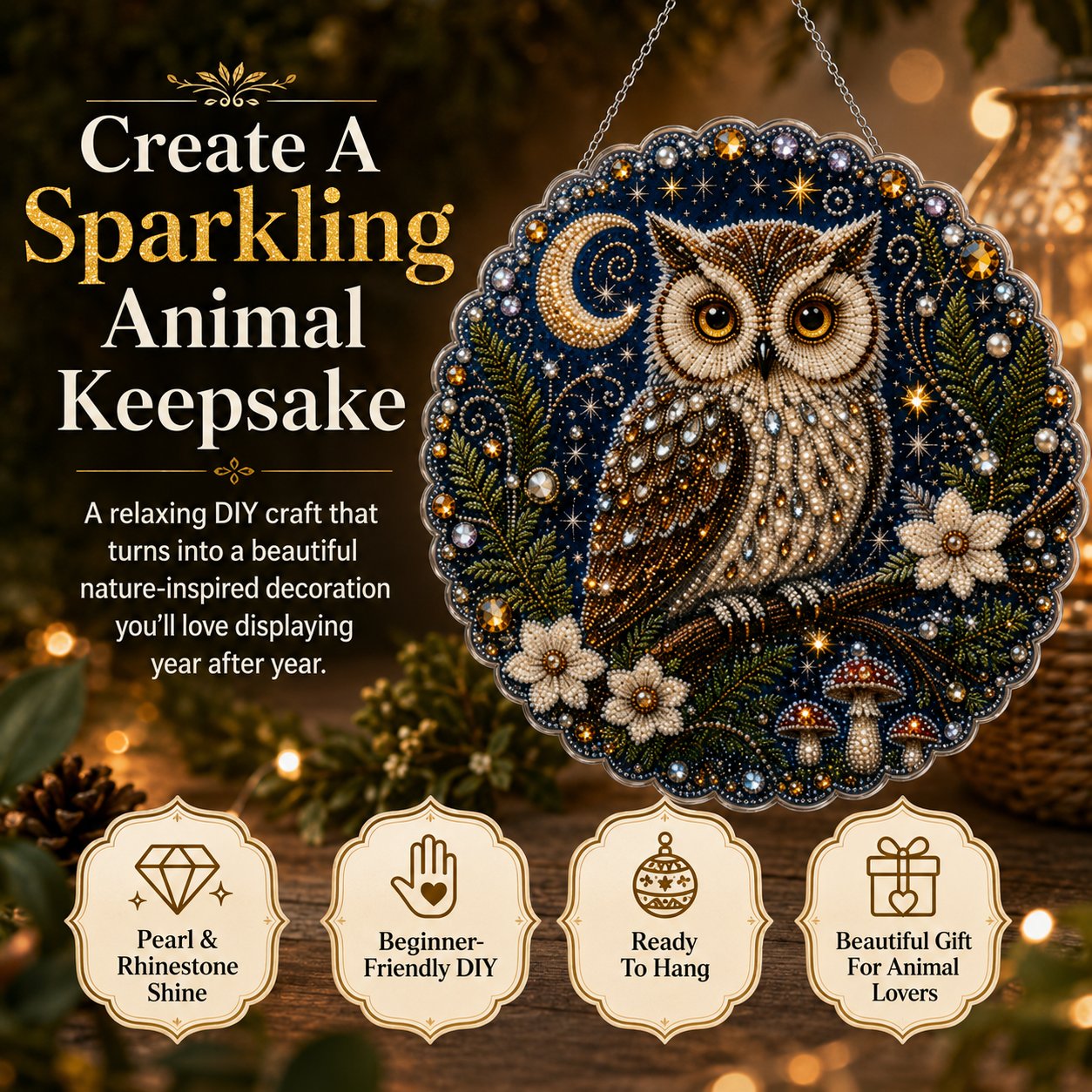 🔥 LAST DAY 49% OFF – ✨ Premium Animal Pearl Art DIY Hanging Ornament Kit | Luxury Flocked Canvas with Scratch-Resistant Non-Fading Pearl Beads DIY Handmade Animal Hanging Decor 🐾💎