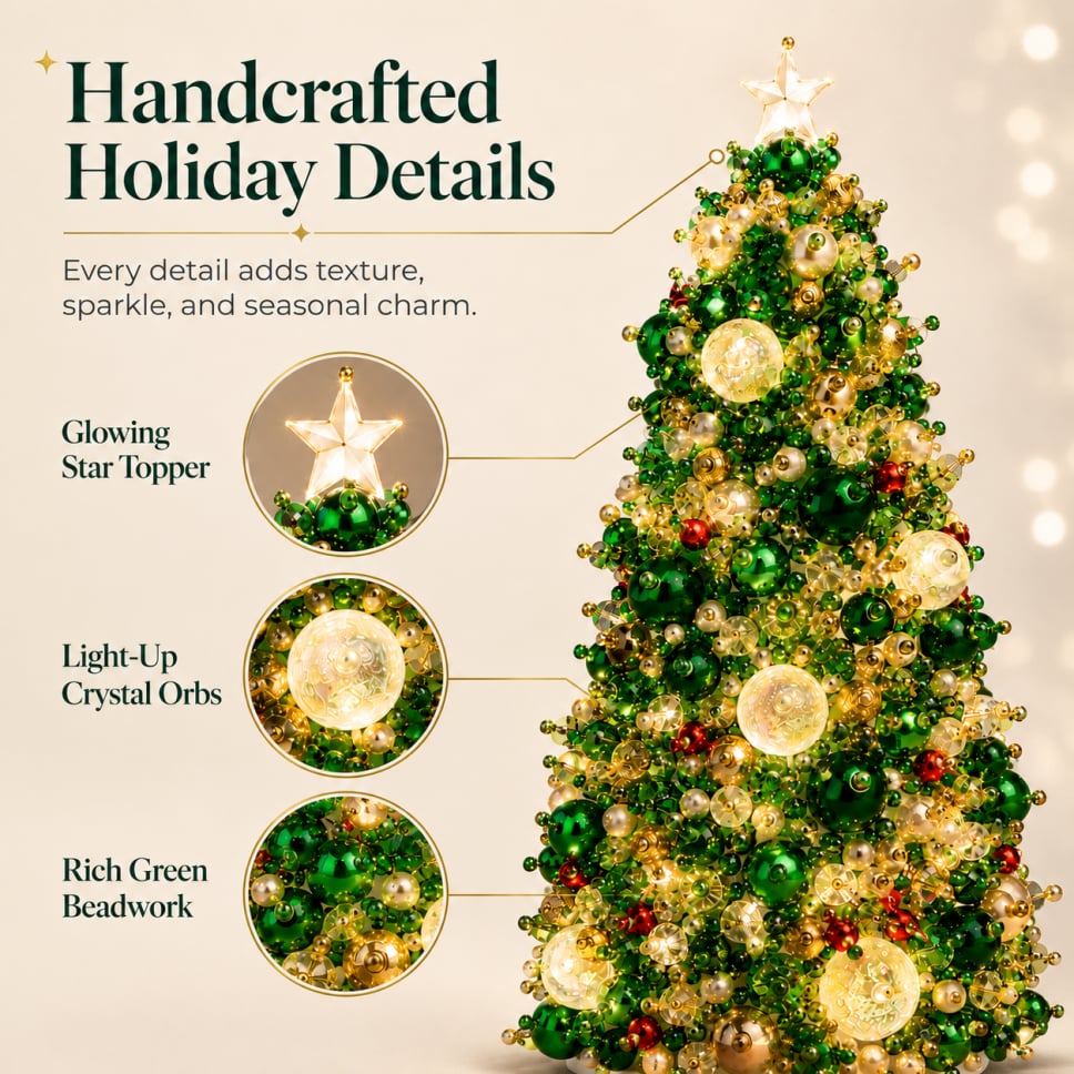 🎄✨DIY Beaded Mini Christmas Tree Kit – 🎅Create Your Own Glowing Holiday Decoration