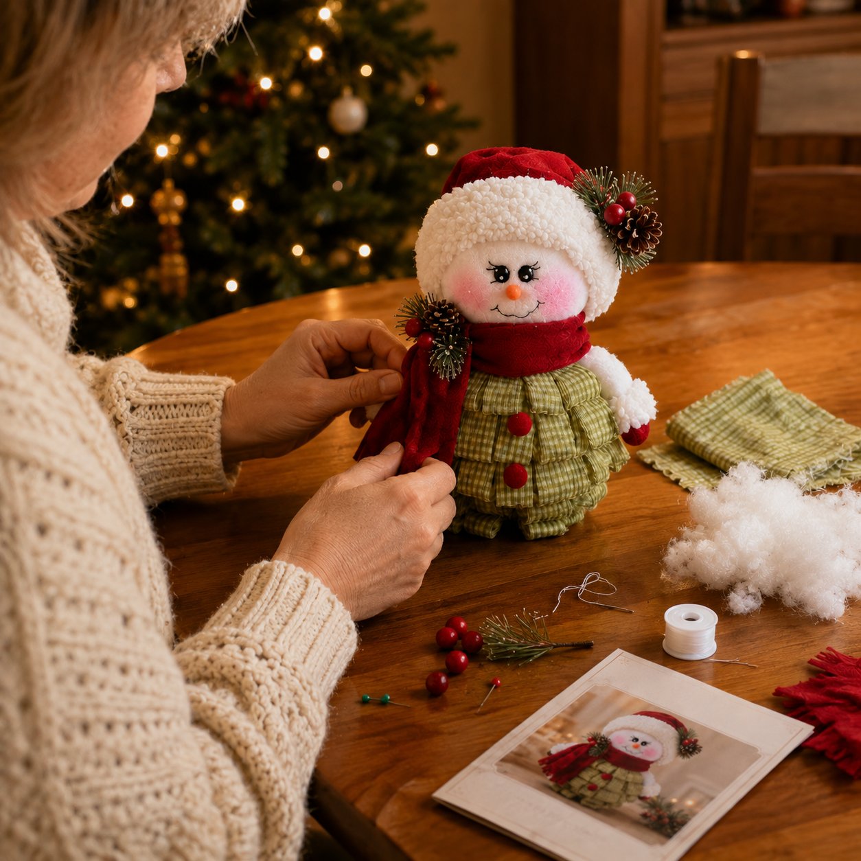 🔥 LAST DAY 49% OFF – ☃️ DIY Christmas Snowman Craft Kit | Layered Fabric Keepsake for Tabletop Display, Tree Hanging & Festive Bag Decor 🎄✨