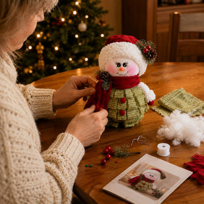 🔥 LAST DAY 49% OFF – ☃️ DIY Christmas Snowman Craft Kit | Layered Fabric Keepsake for Tabletop Display, Tree Hanging & Festive Bag Decor 🎄✨