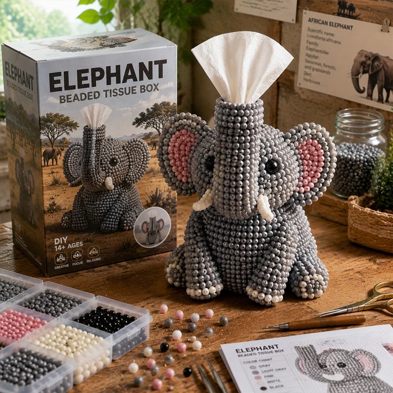 🔥Last Day 50% OFF 🦘 Beaded Animal Tissue Box DIY Kit