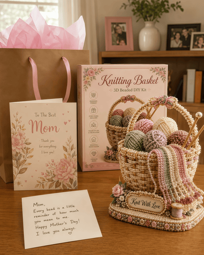🧶 Knitting Basket 3D Beaded DIY Kit – Handmade Display Decor & Storage Basket