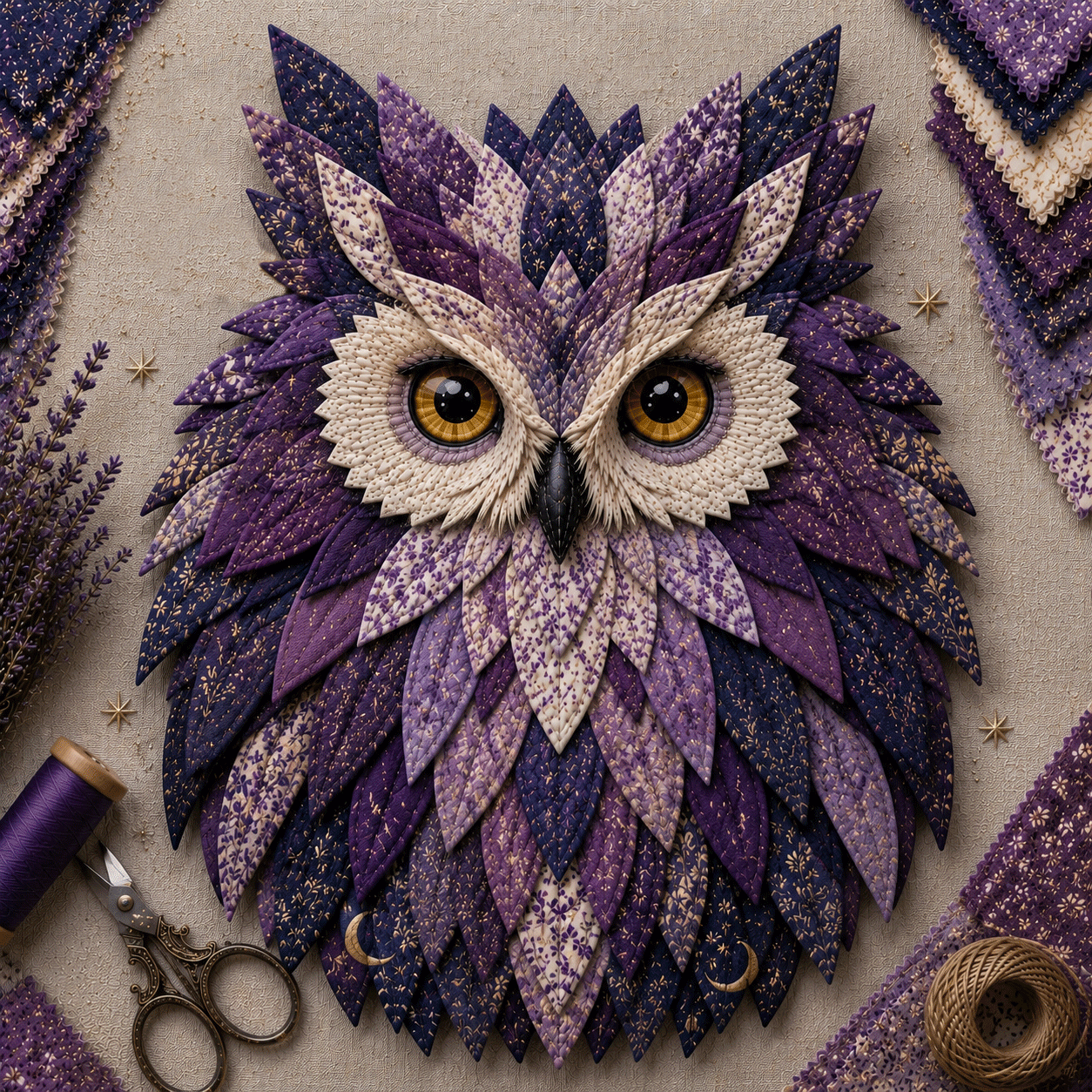 🦉 Layered Fabric Owl Wall Art DIY Kit