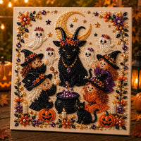 Witches Black Cat Goat Ghost Pumpkin Moon