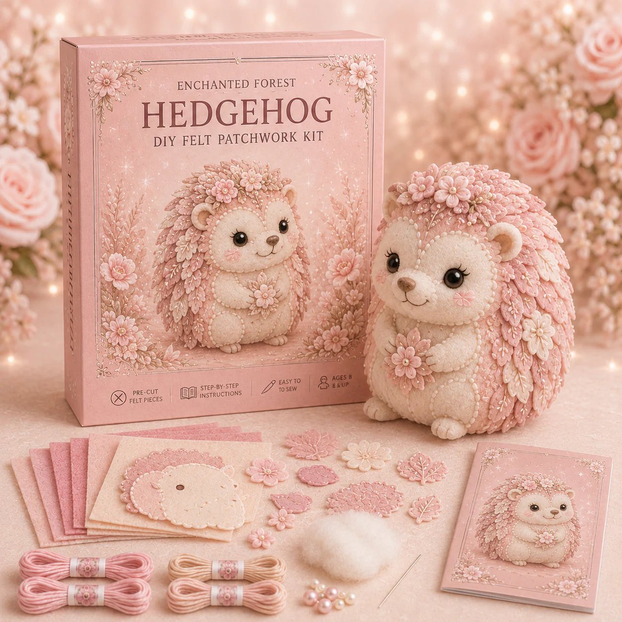 🔥LAST DAY 50% OFF - 💗Pink Woodland Friends DIY Felt Sewing Kit – Make Your Own Cute Animal