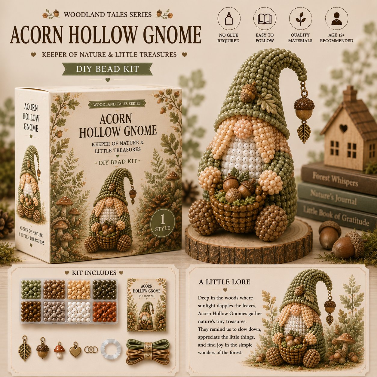 🔥Last Day BUY 3 GET 1 FREE💕Cozy Gnome DIY Bead Kit Collection– Collect All 12 Gnome