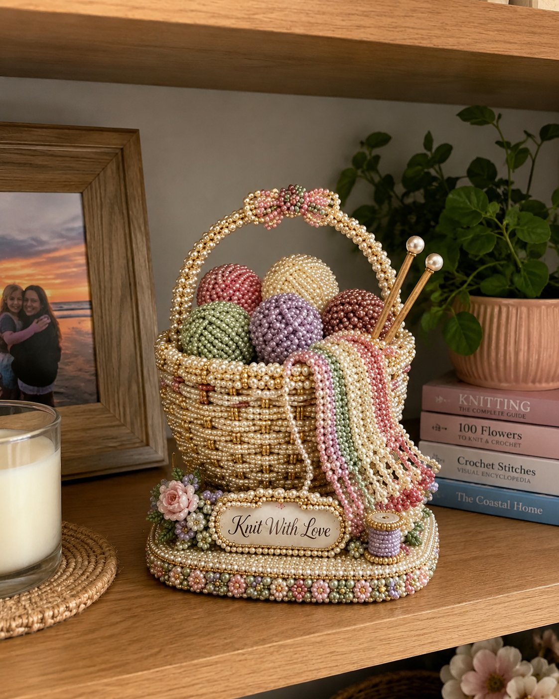 🧶 Knitting Basket 3D Beaded DIY Kit – Handmade Display Decor & Storage Basket