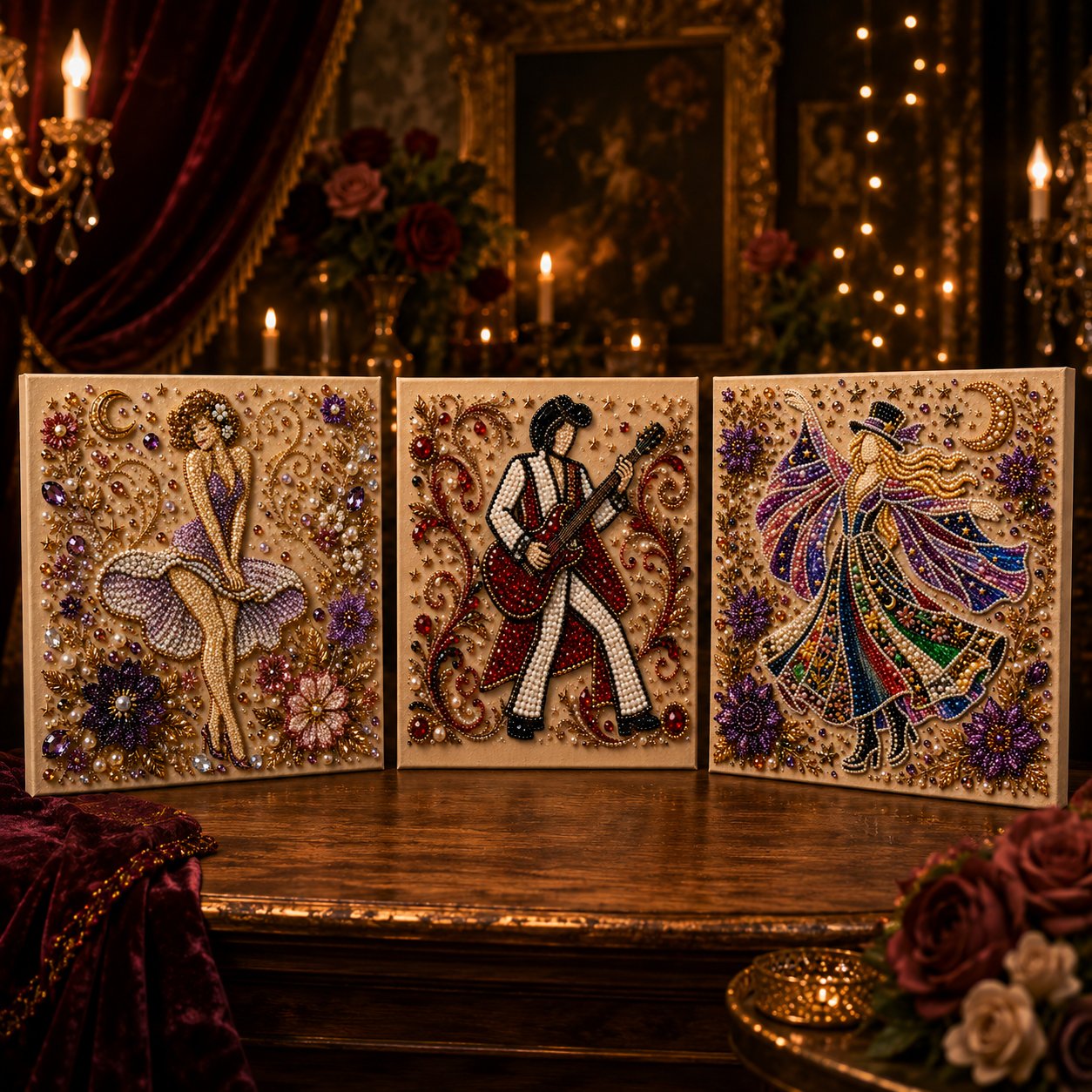 🔥LAST DAY 50% OFF - ✨ American Legends Pearl Art DIY Kit – Create 3 Timeless Icons in Sparkling Detail
