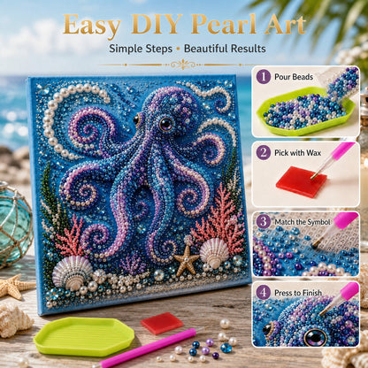 🌊Premium 3D Pearl Ocean Wall Art Kit | Luxury Ocean Theme Canvas with Scratch-Resistant Non-Fading Pearl Beads DIY Coastal Decor 🐚✨
