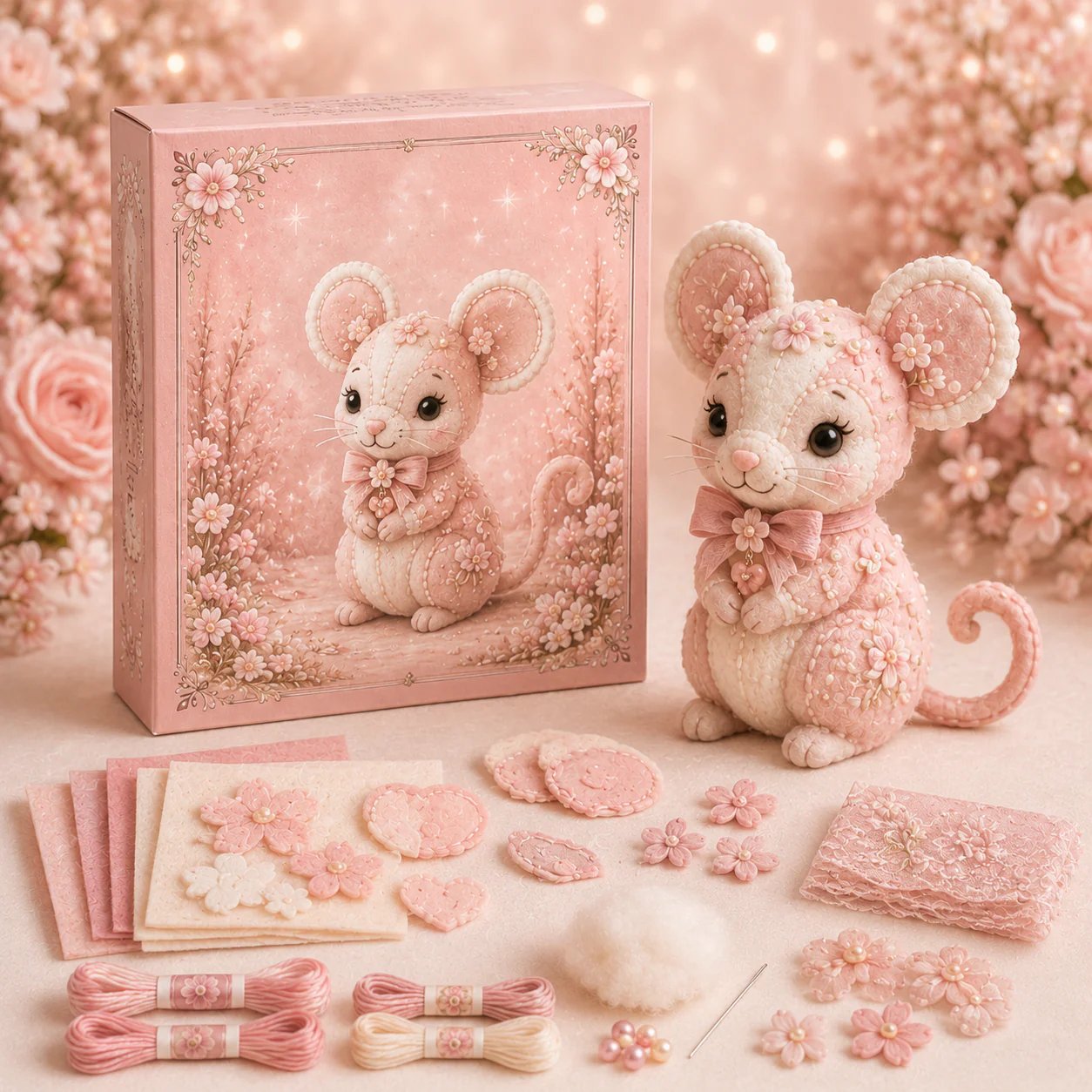 🔥LAST DAY 50% OFF - 💗Pink Woodland Friends DIY Felt Sewing Kit – Make Your Own Cute Animal