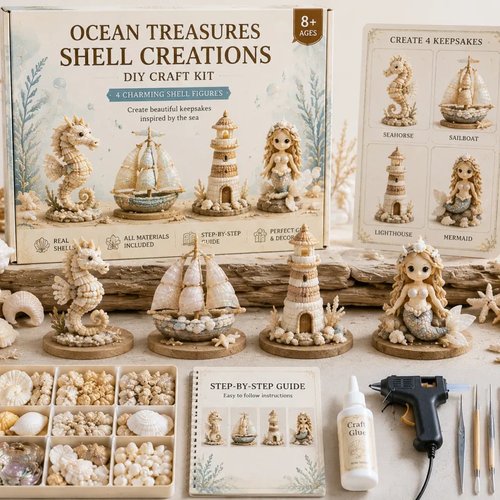 DIY Seashell Craft Kit – Create Ocean-Inspired Shell Figures & Keepsake Decor