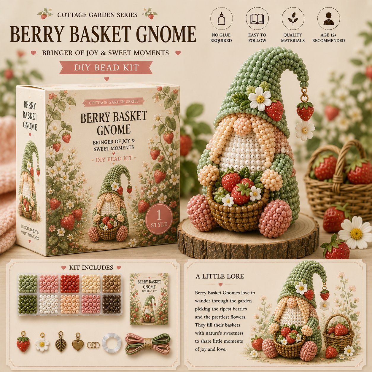 🔥Last Day BUY 3 GET 1 FREE💕Cozy Gnome DIY Bead Kit Collection– Collect All 12 Gnome
