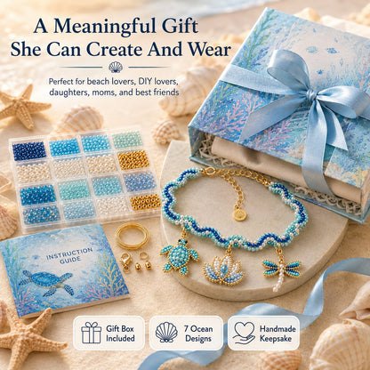 🔥 LAST DAY 49% OFF – 🌊✨ Ocean Guardian DIY Beaded Anklet Kit | Luxury Ocean Theme Anklet with Color-Matched Beads & Sea Charms DIY Coastal Jewelry 🐚✨