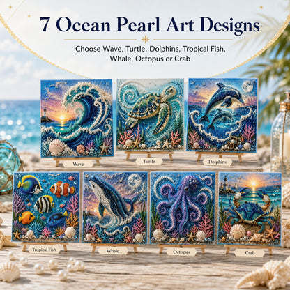 🌊Premium 3D Pearl Ocean Wall Art Kit | Luxury Ocean Theme Canvas with Scratch-Resistant Non-Fading Pearl Beads DIY Coastal Decor 🐚✨