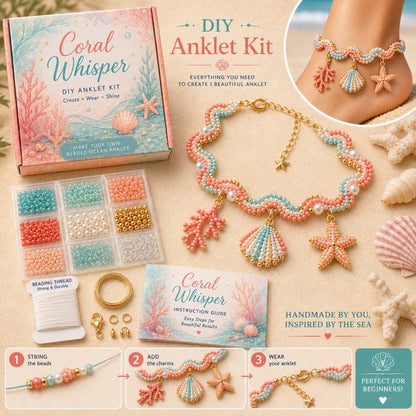 🔥 LAST DAY 49% OFF – 🌊✨ Ocean Guardian DIY Beaded Anklet Kit | Luxury Ocean Theme Anklet with Color-Matched Beads & Sea Charms DIY Coastal Jewelry 🐚✨