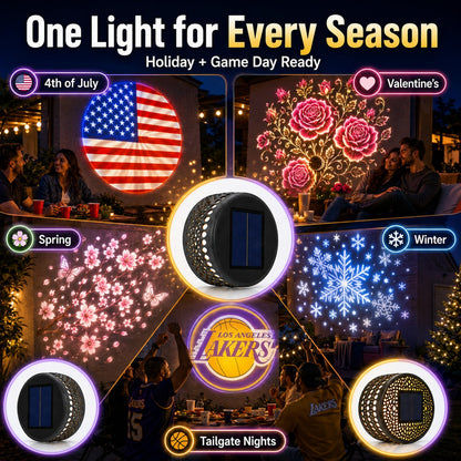 ✨Smart App-Controlled Solar Wall Projection Light (Custom DIY Patterns & Team Logos Edition)