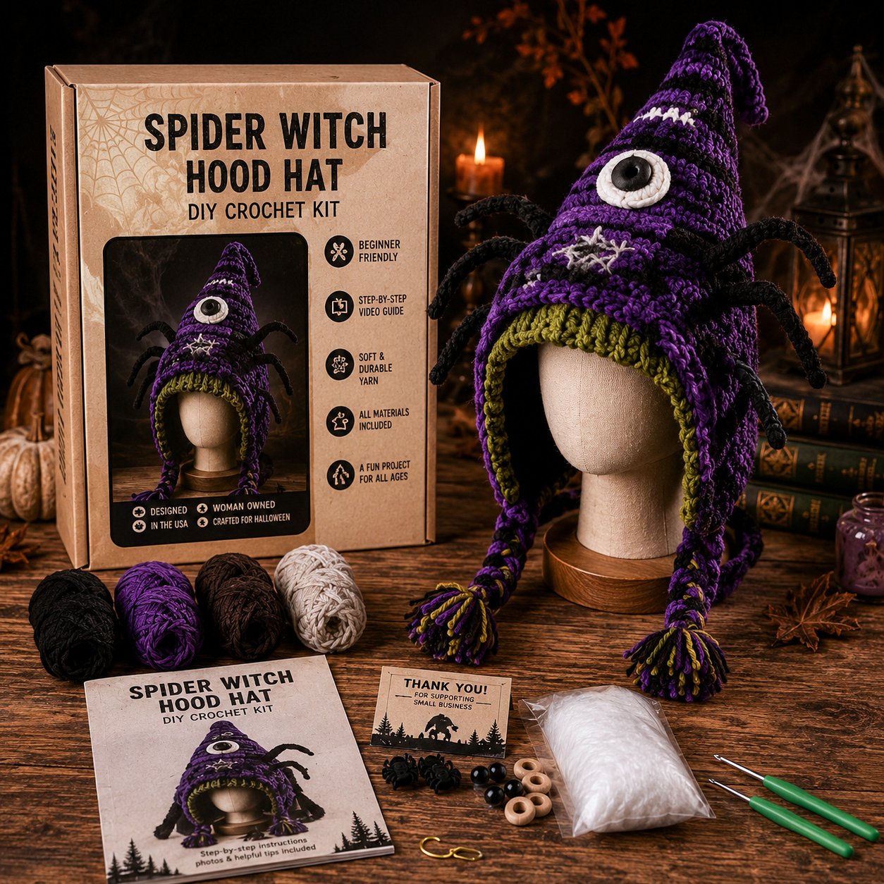 🎃 Halloween Hood Hat DIY Crochet Kit