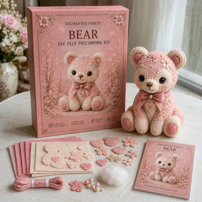 🔥LAST DAY 50% OFF - 💗Pink Woodland Friends DIY Felt Sewing Kit – Make Your Own Cute Animal