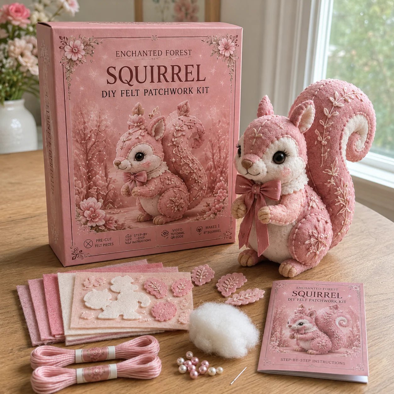 🔥LAST DAY 50% OFF - 💗Pink Woodland Friends DIY Felt Sewing Kit – Make Your Own Cute Animal