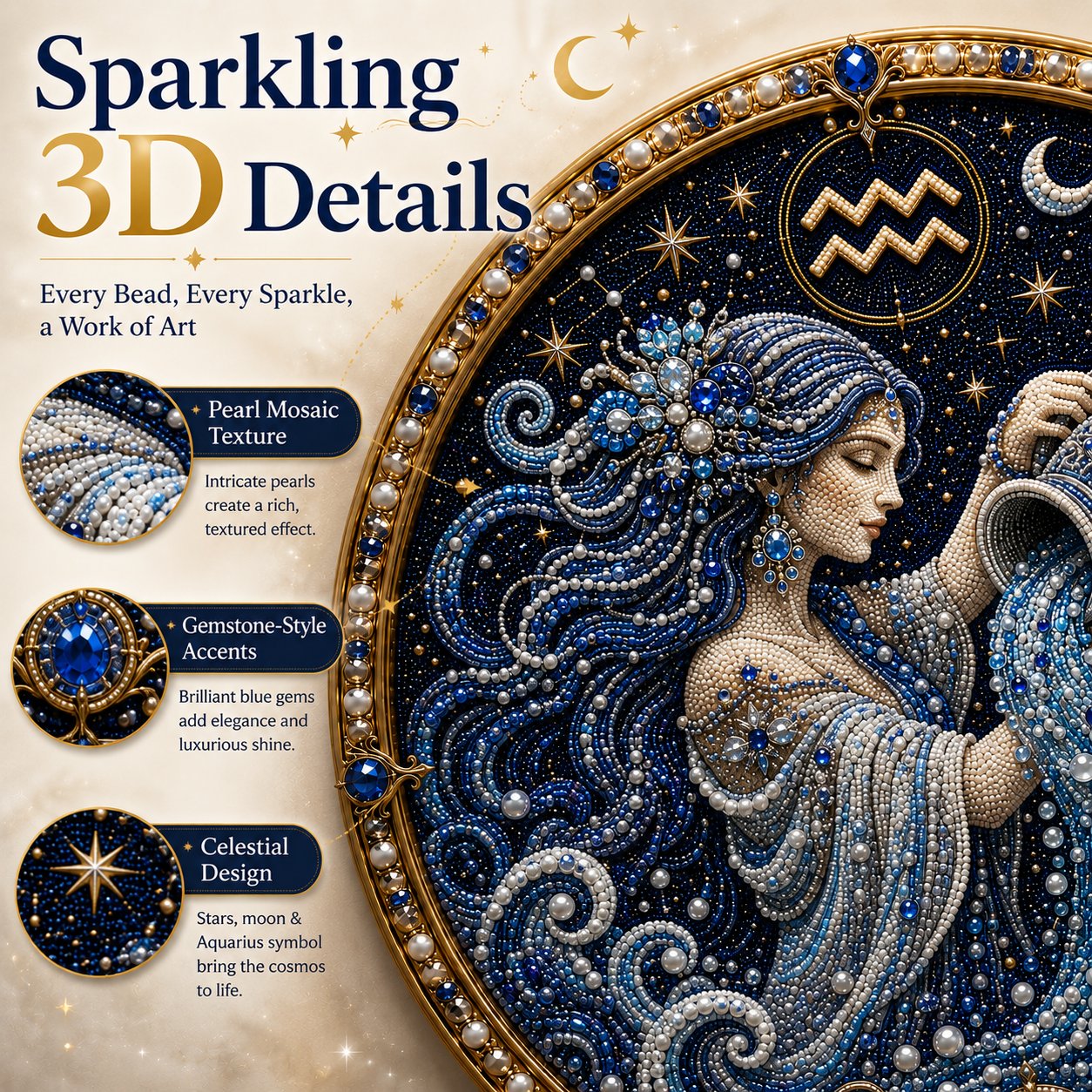🔥 LAST DAY 49% OFF – ✨ Premium 3D Pearl 12 Zodiac Signs Art Kit ♈🌙💎