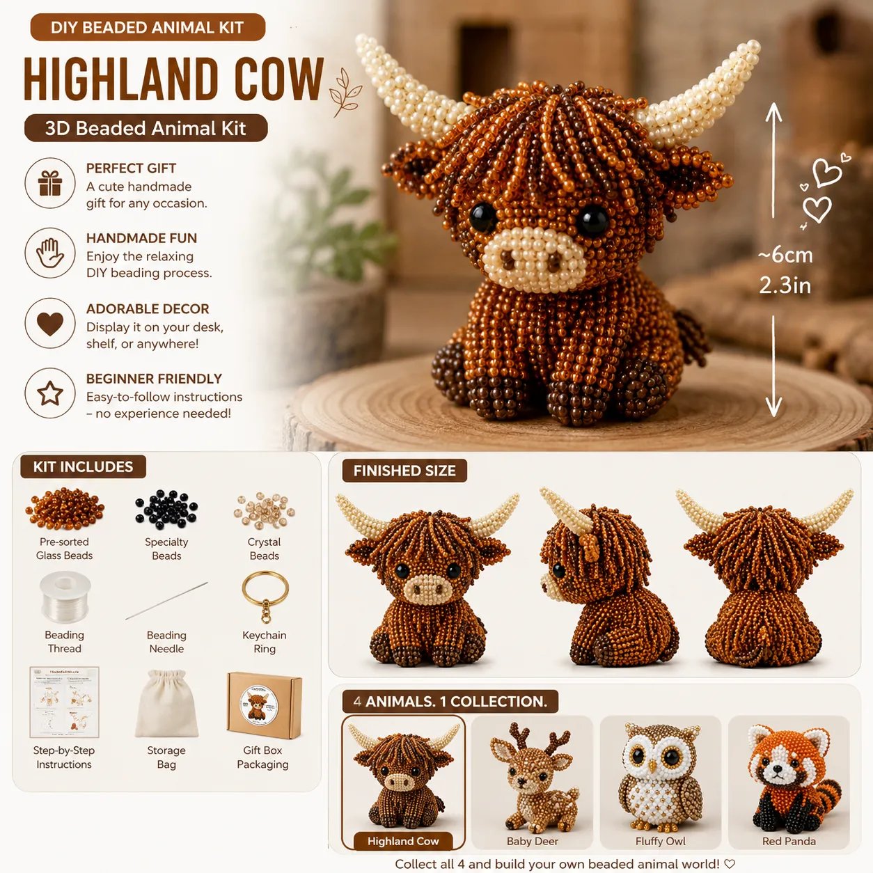 🧵✨Tiny 3D Beaded Animal DIY Kit
