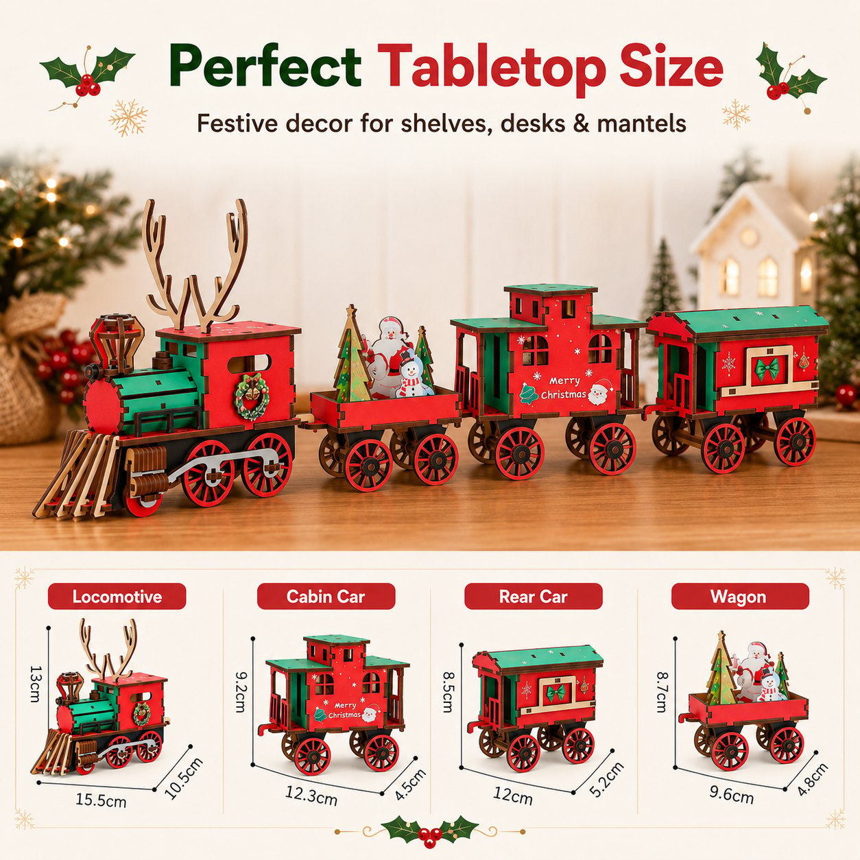 🎄LAST DAY 50% OFF – DIY Christmas Wooden Train Set 3D Assembly Puzzle Kit🚂