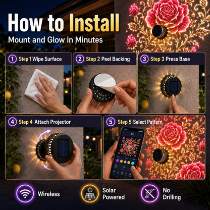 ✨Smart App-Controlled Solar Wall Projection Light (Custom DIY Patterns & Team Logos Edition)
