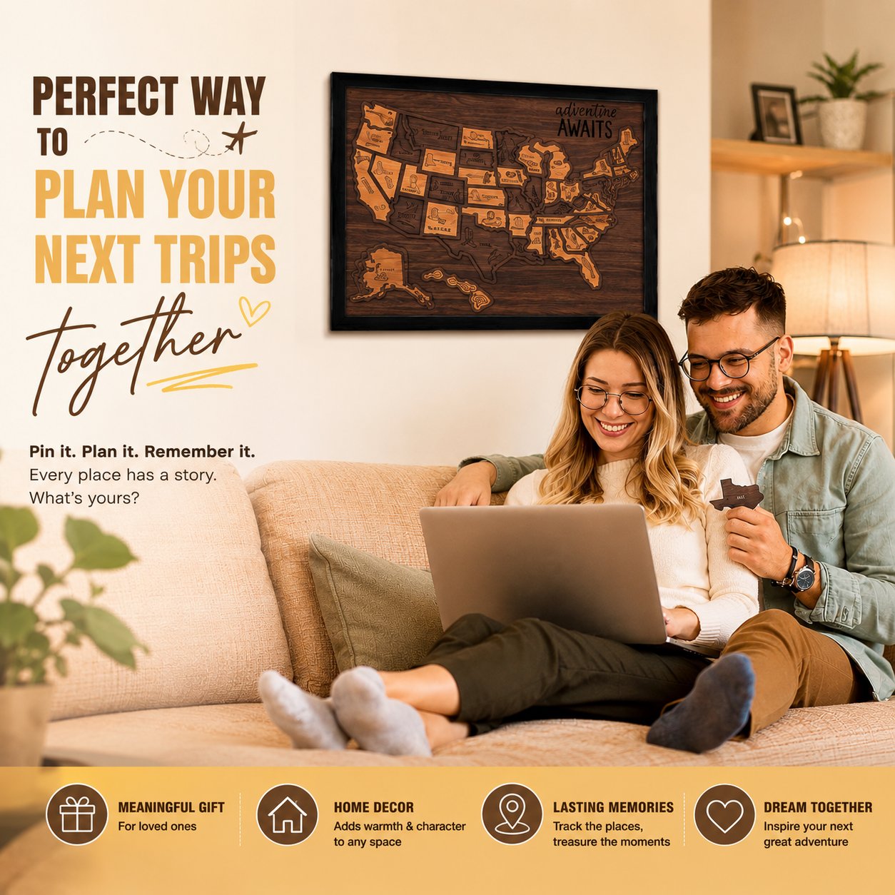 🇺🇸 Wooden USA Travel Map Puzzle🧩 DIY Your Own USA Photo Map & Track Every Journey✨