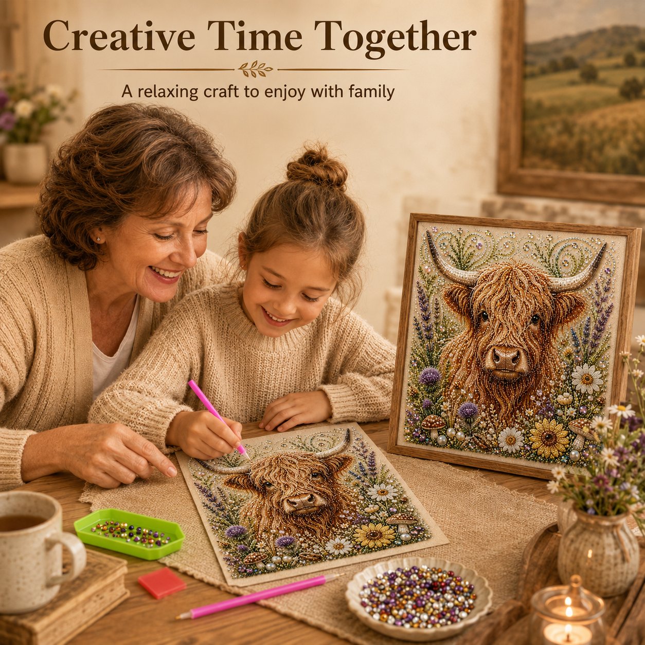 🐾🌿 Premium 3D Pearl Animal Wall Art Kit | Luxury Flocked Canvas with Scratch-Resistant Non-Fading Pearl Beads DIY Nature-Inspired Decor ✨