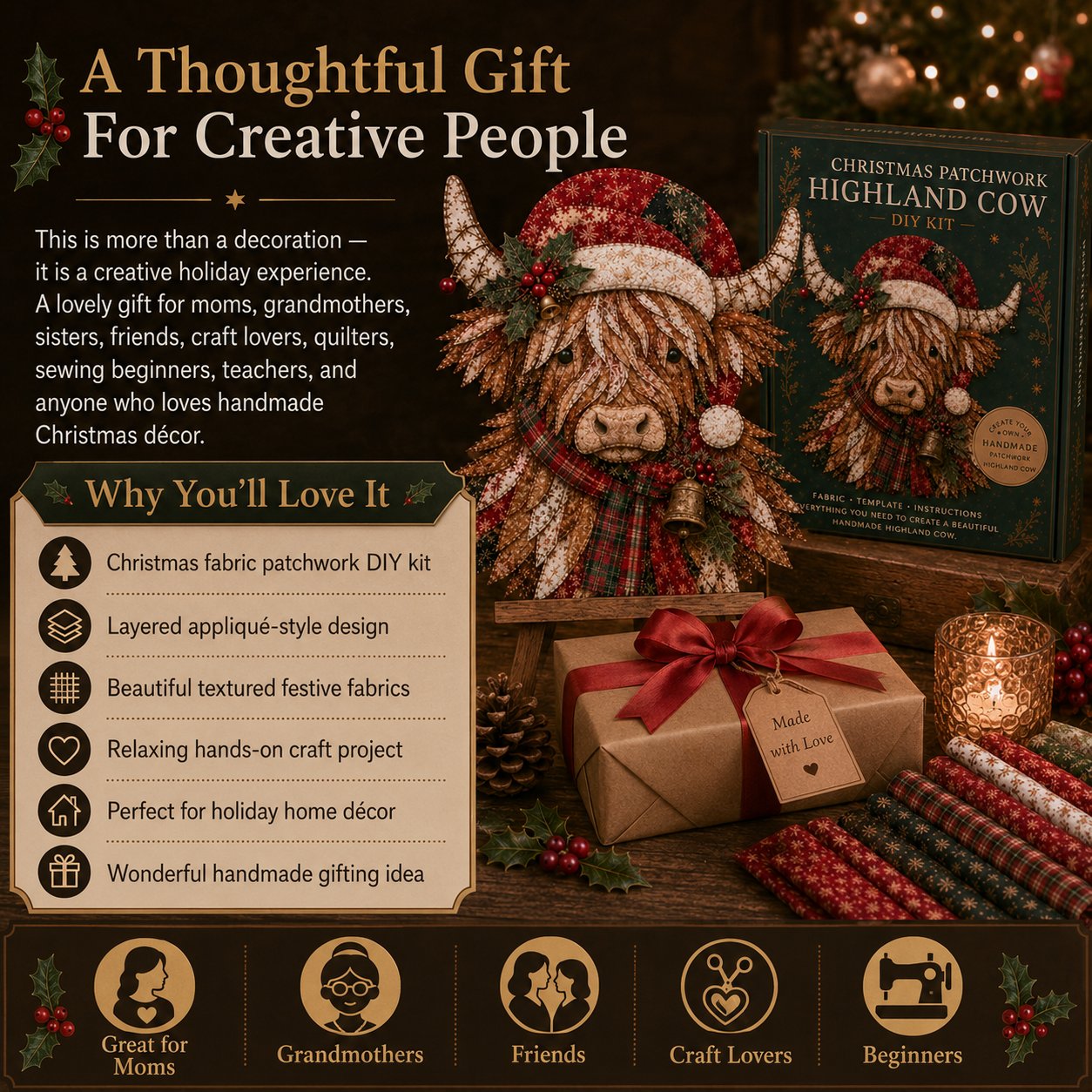 🔥LAST DAY 50% OFF - 🎅Christmas Patchwork Fabric DIY Decor Kit