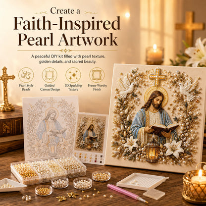 ✝️ DIY Jesus Pearl Art Kit | 3D Pearl-Style Christian Artwork for Prayer Corners & Faith Gifts