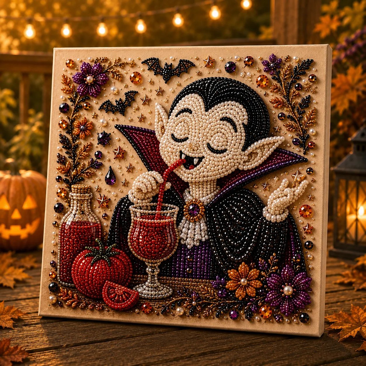 👻 Premium 3D Pearl Absurd Halloween Wall Art Kit | Luxury Flocked Canvas with Scratch-Resistant Non-Fading Pearl Beads DIY Funny Spooky Decor 🕷️✨