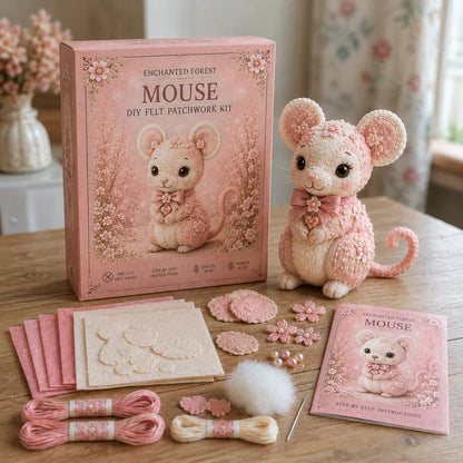 🔥LAST DAY 50% OFF - 💗Pink Woodland Friends DIY Felt Sewing Kit – Make Your Own Cute Animal