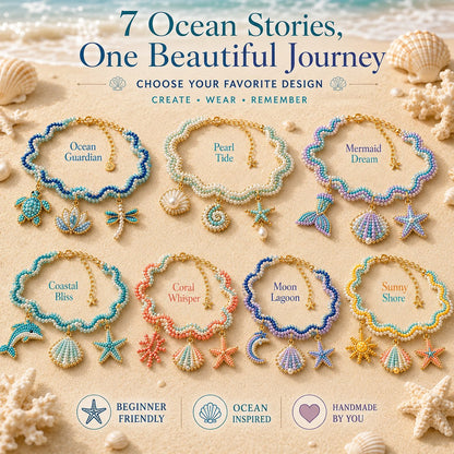 🔥 LAST DAY 49% OFF – 🌊✨ Ocean Guardian DIY Beaded Anklet Kit | Luxury Ocean Theme Anklet with Color-Matched Beads & Sea Charms DIY Coastal Jewelry 🐚✨