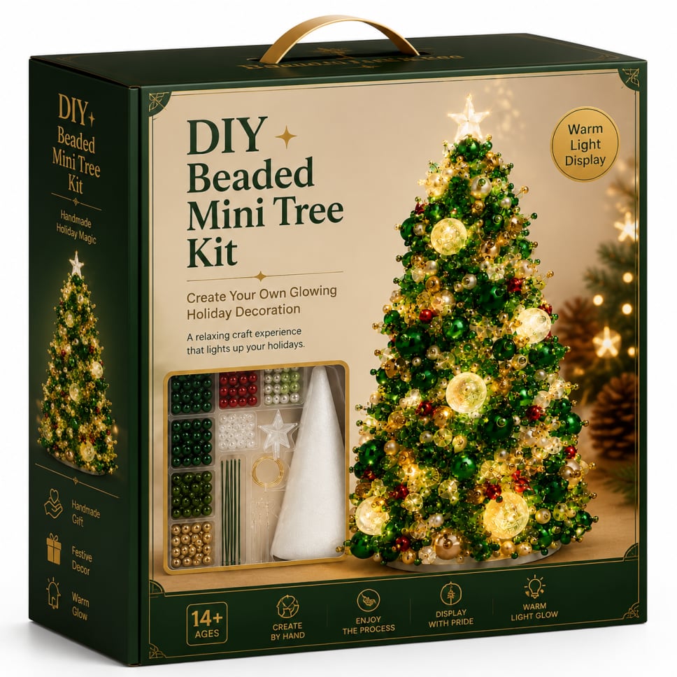 🎄✨DIY Beaded Mini Christmas Tree Kit – 🎅Create Your Own Glowing Holiday Decoration