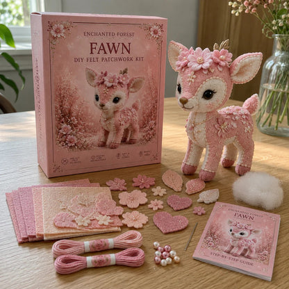 🔥LAST DAY 50% OFF - 💗Pink Woodland Friends DIY Felt Sewing Kit – Make Your Own Cute Animal