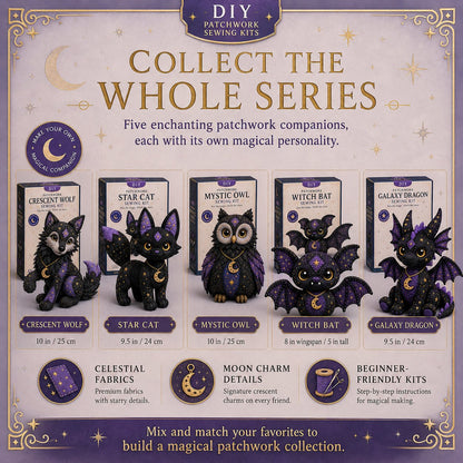 🔥LAST DAY 50% OFF - 🐱Mystic Patchwork Animal Sewing Kit – DIY Plush Craft Kit with Starry Fabric, Moon Charm