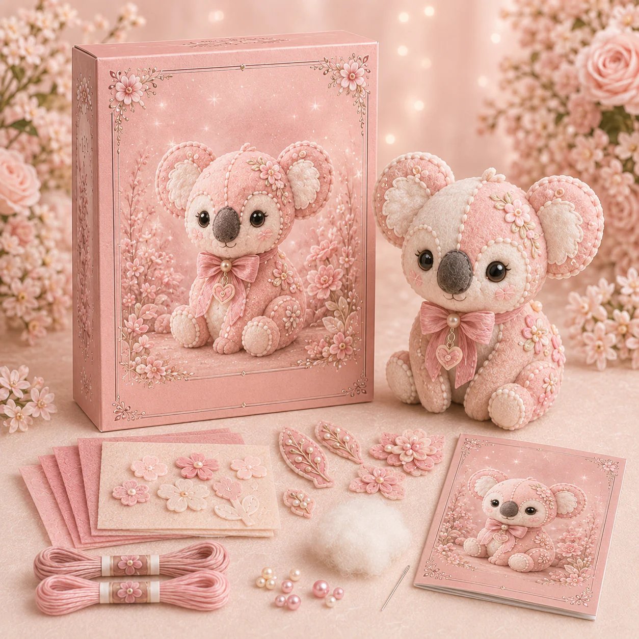 🔥LAST DAY 50% OFF - 💗Pink Woodland Friends DIY Felt Sewing Kit – Make Your Own Cute Animal