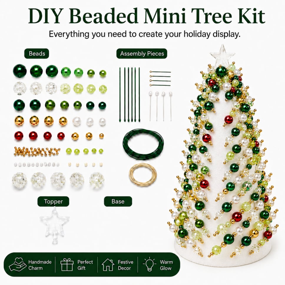 🎄✨DIY Beaded Mini Christmas Tree Kit – 🎅Create Your Own Glowing Holiday Decoration