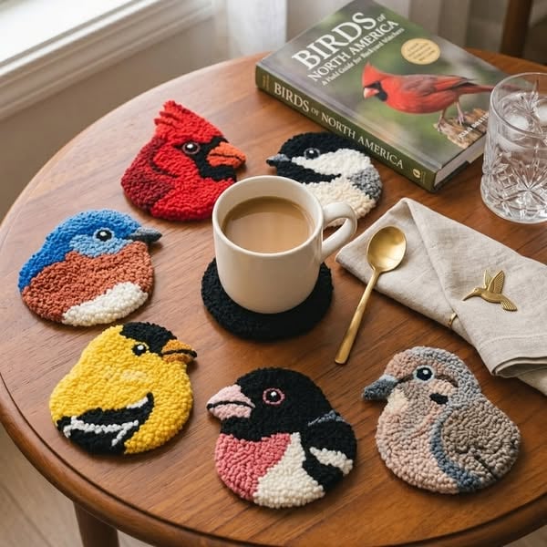 🐦🧶DIY Bird Coasters Punch Needle Kit☕
