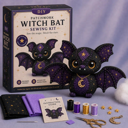 🔥LAST DAY 50% OFF - 🐱Mystic Patchwork Animal Sewing Kit – DIY Plush Craft Kit with Starry Fabric, Moon Charm