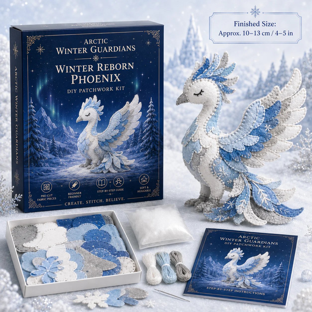 ❄️ Arctic Guardian DIY Kit – Pre‐Cut, Beginner Friendly, 3D Felt Plush 🧵