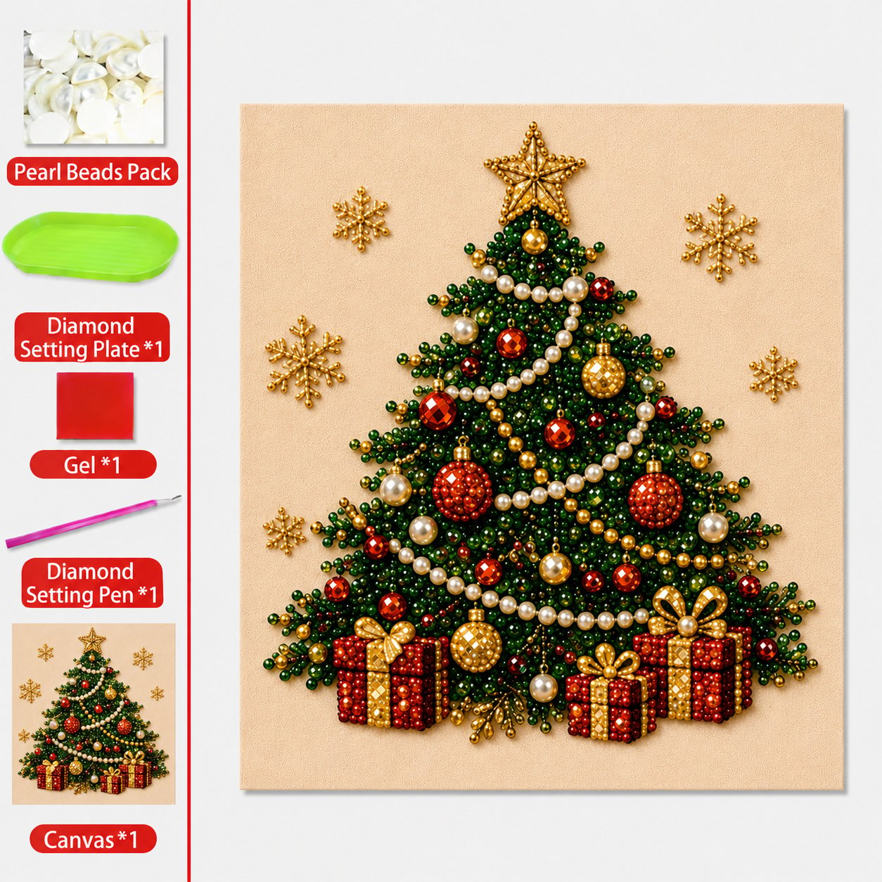 ✨✨Relaxing & Beginner-Friendly - 🎨💎DIY Christmas Pearl Diamond Painting Art Kit