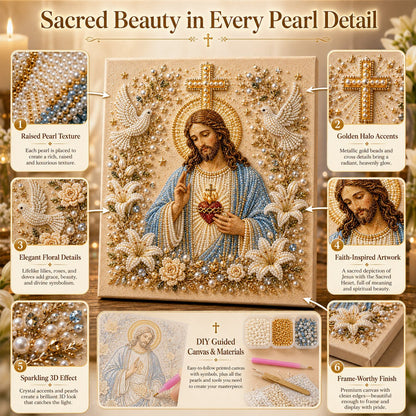 ✝️ DIY Jesus Pearl Art Kit | 3D Pearl-Style Christian Artwork for Prayer Corners & Faith Gifts