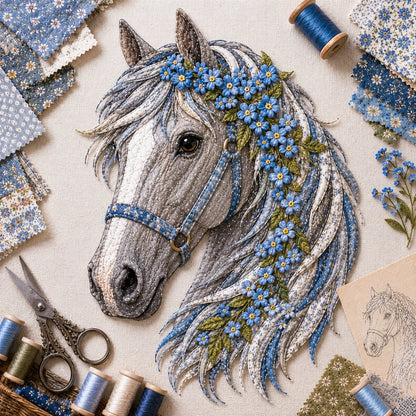 🐴 Floral Horse Patchwork Fabric DIY Decor Kit